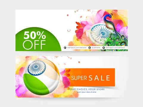 Sale web header or banner for Indian Republic Day. Stock Illustration