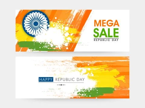 Sale web header or banner for Indian Republic Day. Stock Illustration