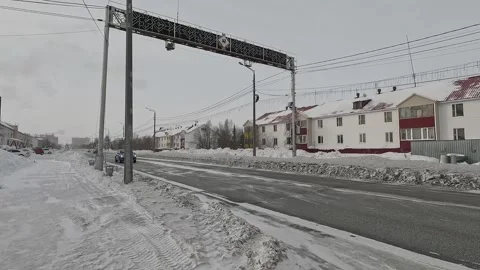 Salekhard, 23.03.24, a walk through an empty city, far north, morning Stock Footage 301110269