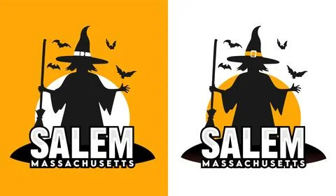 Salem massachusetts with a silhouette of a witch Ilustración de archivo