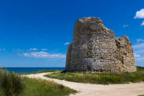 Salento, coastal tower Stock Photos
