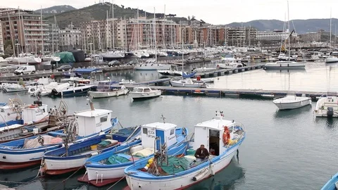 Salerno, view of the port Stock Footage 126092294