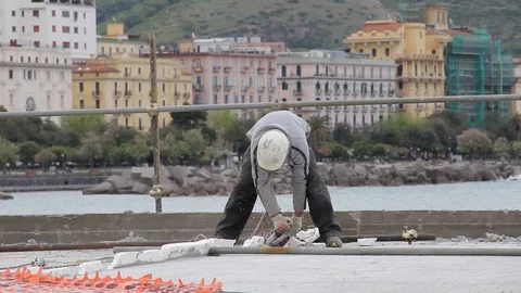 Salerno. worker on construction site Stock Footage 126092418