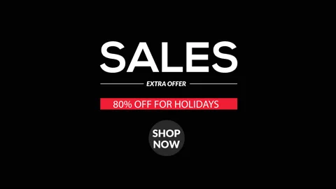 Sales 80% off for holidays extra offer shop now animation motion graphic Stock Footage 134667973