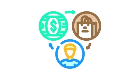 Sales affiliate program color icon animation Video stock 327256956