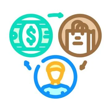 Sales affiliate program color icon vector illustration Stock Illustration