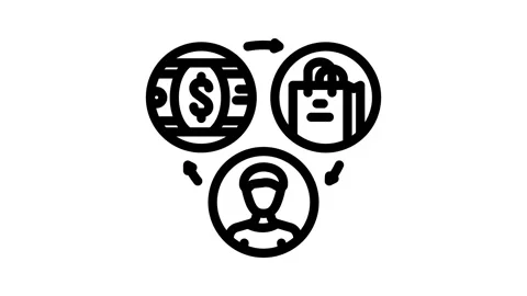 Sales affiliate program line icon animation Video stock 326748683