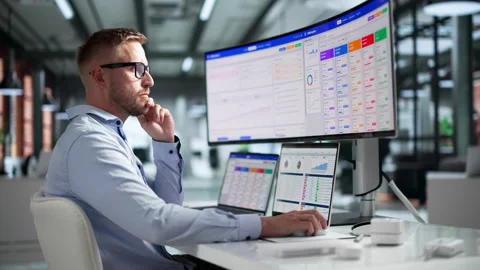 Sales Analyst Working On CRM Software With Laptop Stock Footage 347895499