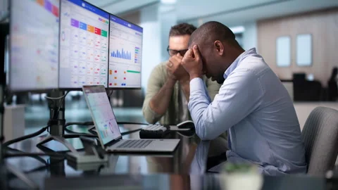 Sales Analysts Look Stressed Using CRM Software On Computer Stock Footage 346320887