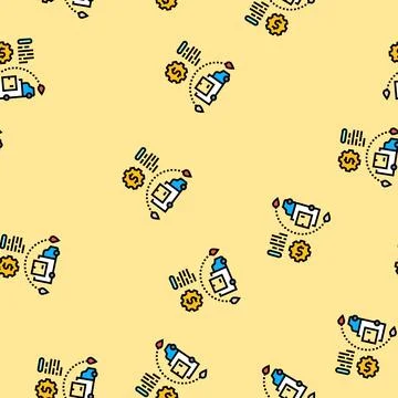 Sales and distribution vector seamless pattern Stockillustratie