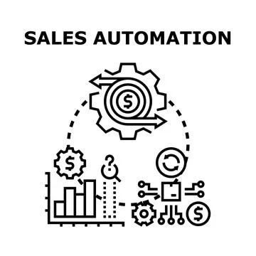 Sales automation system optimizing business revenue growth Stock Illustration