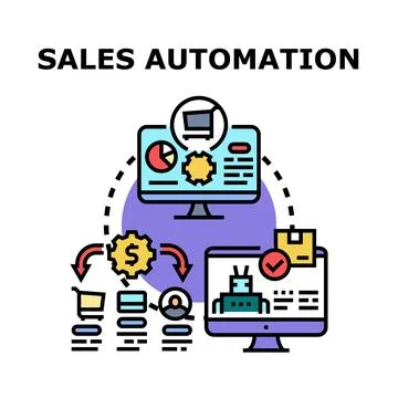 Sales automation technology optimizing business processes Stock Illustration