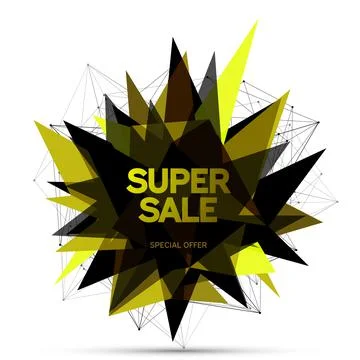 Sales banner with triangles. Geometric technology vector background. Vector i Illustrazione stock