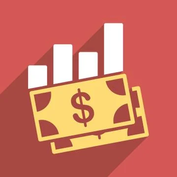Sales Bar Chart Flat Longshadow Square Icon 스톡 일러스트