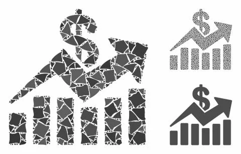 Sales bar chart trend Composition Icon of Uneven Elements Illustrazione stock