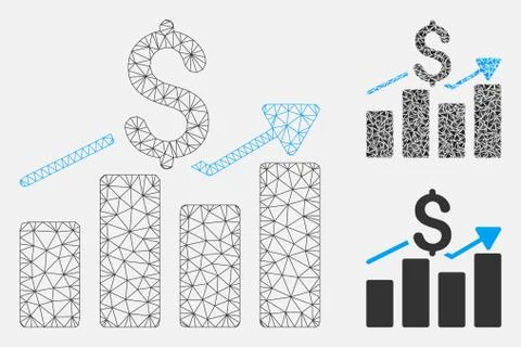 Sales Bar Chart Vector Mesh 2D Model and Triangle Mosaic Icon Illustrazione stock