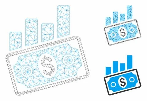Sales Bar Chart Vector Mesh 2D Model and Triangle Mosaic Icon Illustrazione stock