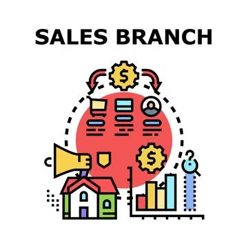 Sales branch managing client acquisition and business growth Illustrazione stock