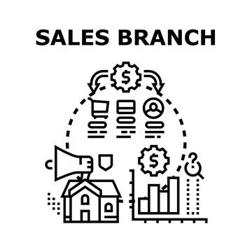 Sales branch managing client acquisition and business growth Stock Illustration