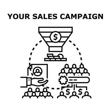 Sales campaign funnel creating customer conversion strategy Stock Illustration
