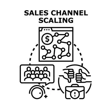 Sales channel scaling strategy development process Illustrazione stock
