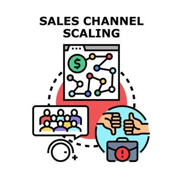Sales channel scaling strategy development process Stock Illustration