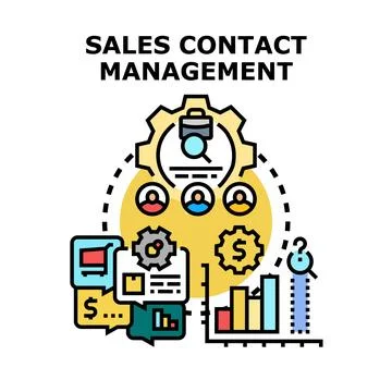 Sales contact management system optimizing customer relationship process Stock Illustration