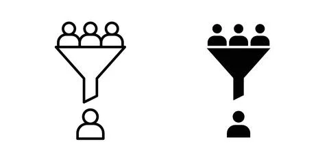 Sales conversion icon collection in black, Line icons, flat symbols Stock Illustration