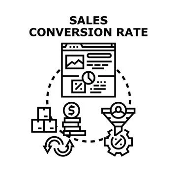 Sales conversion rate optimizing business strategy development Stock Illustration