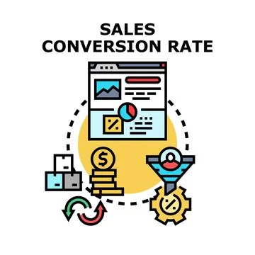 Sales conversion rate optimizing business strategy development Stock Illustration