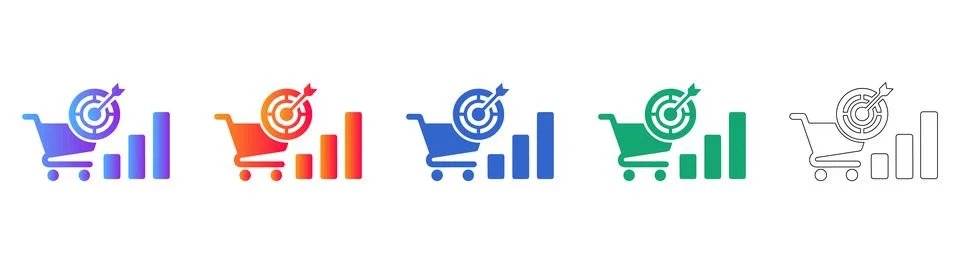 Sales Conversion Target Icon Set イラスト素材