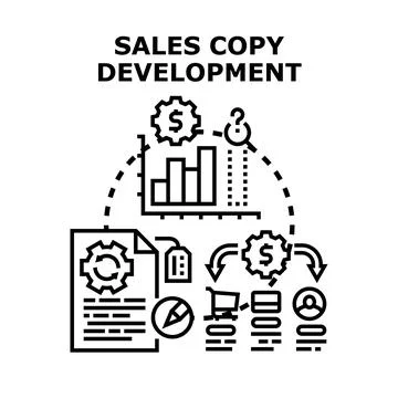 Sales copy development process increasing customer conversion Stock Illustration