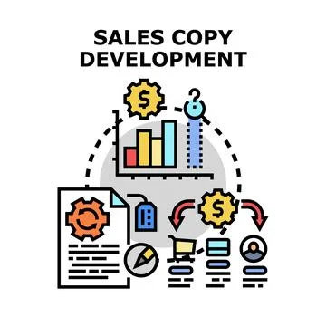 Sales copy development process increasing customer conversion Stock Illustration