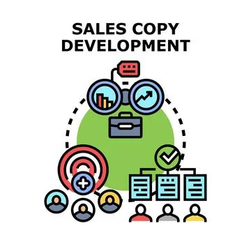 Sales copy development process planning strategy Stock Illustration