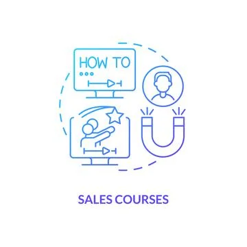 Sales courses blue gradient concept icon Stock Illustration