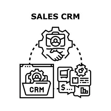 Sales crm system managing customer relationship management processes Stock Illustration