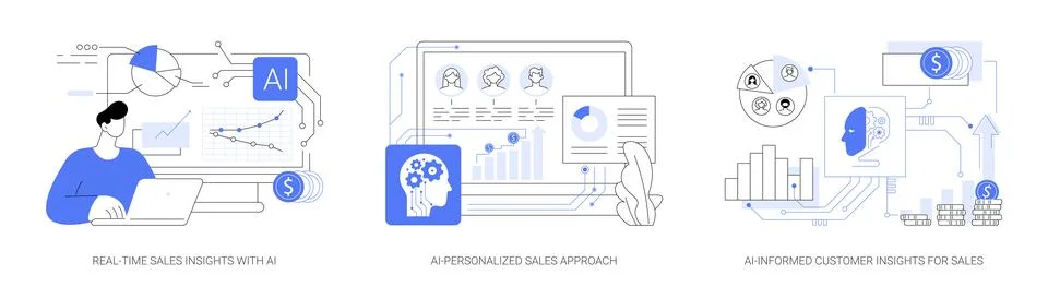 Sales Customization with AI abstract concept vector illustrations. Illustrazione stock