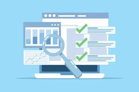 Sales data growth graph analysis report concept on computer or pc Stock-Illustration