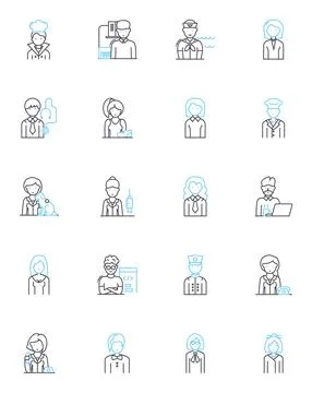 Sales data linear icons set. Revenue, Profit, Expenses, Salesforce, Forecasting 스톡 일러스트