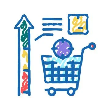 Sales data visualization icon doodle illustration 스톡 일러스트
