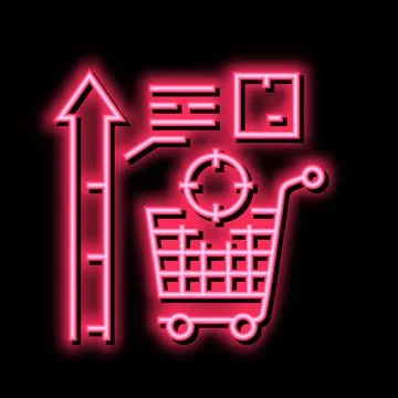 Sales data visualization neon glow icon illustration Illustrazione stock