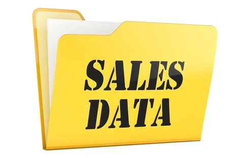 Sales Data, yellow file folder. 3D rendering Stock Illustration