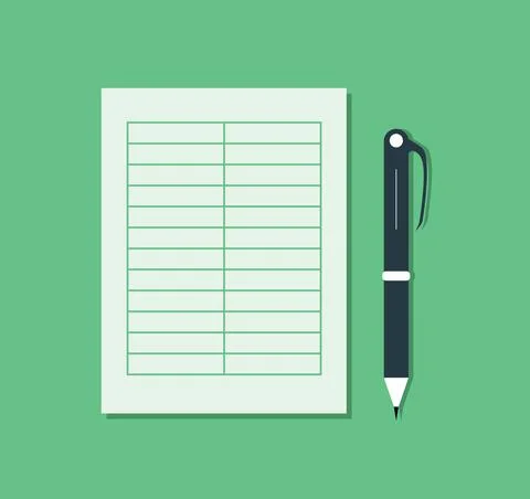 Sales Datasheet Data Entry Paper Pen Page Document Office Business Illustration Stock Illustration