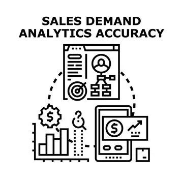 Sales demand analytics accuracy improving business strategy Stock Illustration