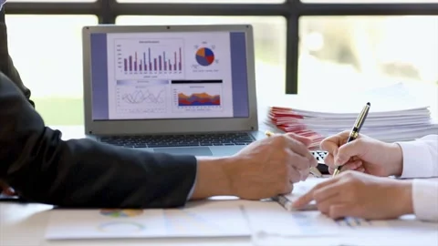 The sales department is having a monthly summary meeting Stock Footage 217487208