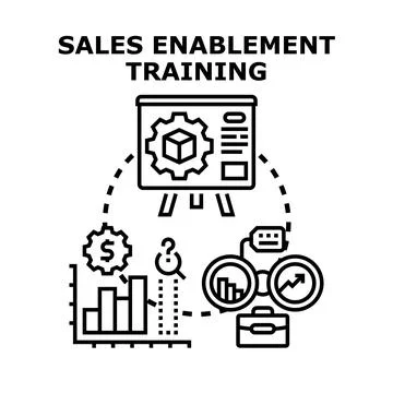 Sales enablement training process increasing business performance Stock Illustration