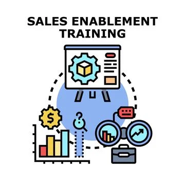 Sales enablement training process increasing business performance Stock Illustration