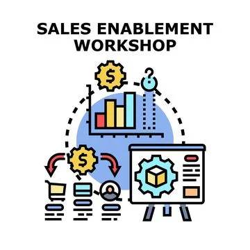 Sales enablement workshop improving business performance process 库存插图