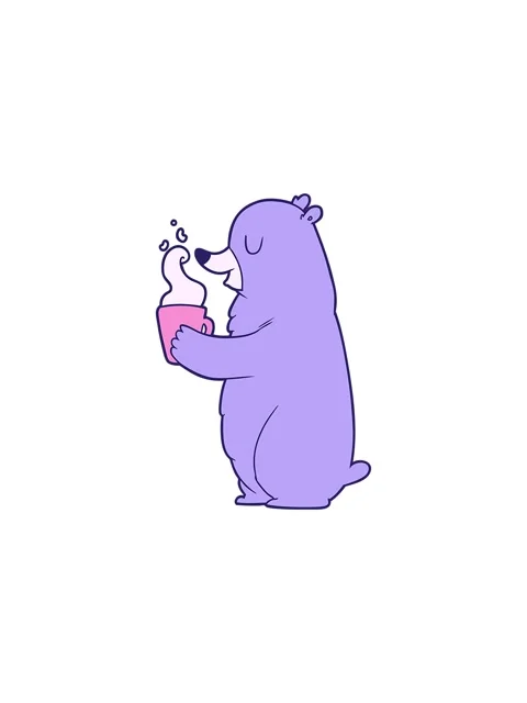Sales flash animation of cartoon bear with hot drink Video stock 324410719