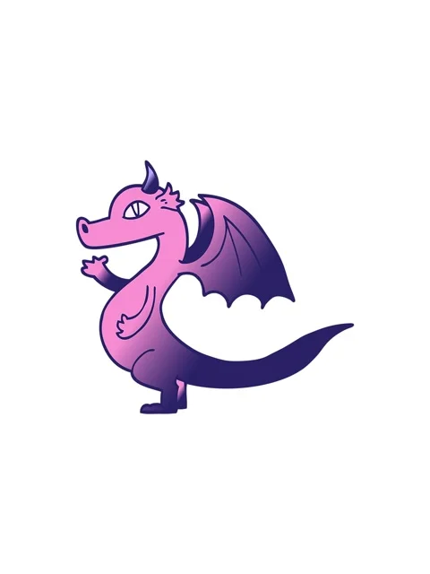 Sales flash animation of cute vector gradient illustration cartoon dragon Stock Footage 324152718